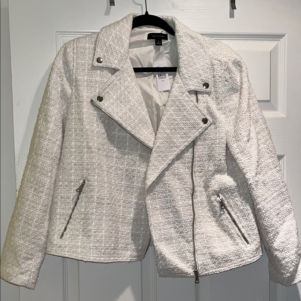 Ann Taylor Winter White Textured Blazer